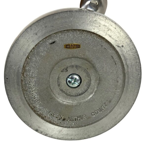 Arthur Court Barley Twist Candlesticks Holders Pair Shiny Pewter Aluminum 1987 - Picture 4 of 5